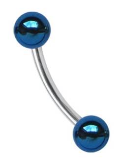 Modern Nature Piercingschmuck Augenbrauen Titan Piercing Banane 1,2 x 8 mm + 2 Stahl Kugeln blau eloxiert in 4 mm von Modern Nature Piercingschmuck