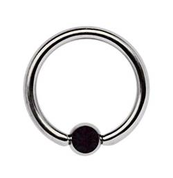 Ohrpiercing Titan Piercing Ring 1,2 x 10 mm mit Zirkonia Kugel in schwarz von Modern Nature Piercingschmuck