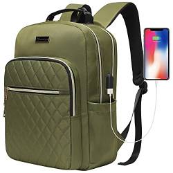Modoker 15,6 Zoll Laptop-Rucksack für Damen, Büchertasche, Lehrerrucksack, Reiserucksack mit USB-Ladeanschluss, Rucksack Geldbörse für Frauen, tiefgrün von Modoker