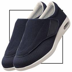 Diabetiker Schuhe Herren Casual Sportschuhe Slip On Schuhe freihändig Weit Sneaker mit Klettverschluss Breit Halbschuhe für Geschwollene Füße Senioren Bequem Reha Sandalen(Color:Blue,Size:40.5 EU) von Möge