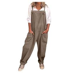 Damen-Overall, Übergröße, lässig, lockere Latzhose, Strampelanzug, Baggy Gr. X-Large, coffee von Moent