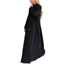 Damen Kleid Muslimisches Islamische Gebetskleidung Islamische Abaya Arabisch Muslimische Robe Gebet Abaya Kleid Islamischer Naher Osten Dubai Türkei Arabische Muslim Kaftan Kleid Für (U4-Black, S) von Moginp