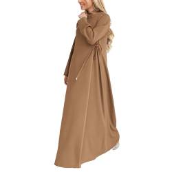 Damen Kleid Muslimisches Islamische Gebetskleidung Islamische Abaya Arabisch Muslimische Robe Gebet Abaya Kleid Islamischer Naher Osten Dubai Türkei Arabische Muslim Kaftan Kleid Für (U4-Khaki, L) von Moginp
