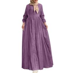 Damen Kleider Muslim Kaftan Damen Kleid Muslim Ramadan Gebetskleid Für Damen Arabisch Robe Ramadan Langarm Muslimische Robe Gebet Abaya Kleider Islamischer Naher Osten Dubai Türkei (X9-Purple, XXL) von Moginp