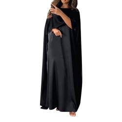 Damen Muslimisches Kleid Islamische Gebetskleidung Damen Langarm Muslimische Robe Gebet Abaya Kleid Islamischer Naher Osten Dubai Türkei Arabische Muslim Kaftan Kleid Für Frauen (W5-Black, XXL) von Moginp