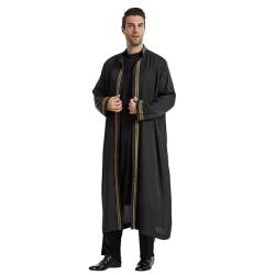 Herren Gebetskleidung Muslimische Kleid Muslimische Robe mit Hijab Islamische Abaya Arabisch Gebet Abaya Kleid Islamischer Naher Osten Dubai Türkei Arabische Muslim Kaftan Kleid Für (X7-Black, XL) von Moginp