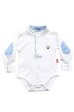 Mogo Baby - Jungen Babybody Pfoad-Hemd weiß blau, WEIß/BLAU (blau), 62/68 von Mogo