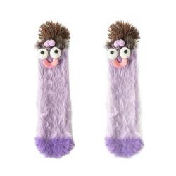 MoguGo Flauschige Cartoon-Monster-Socken, Flauschige Tiersocken, Winter-Kawaii-lustige Eltern-Kind-Schlafsocken (Lila) von MoguGo