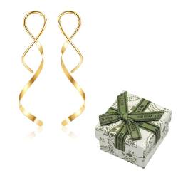 Moguri® Quasten Welle Spiraldraht Ohrringe für Damen,handgefertigte gebogene Ohrringe für Freundin, Mutter, Schwester, Muttertag, Weihnachten oder Geburtstagsgeschenk,gold von Moguri