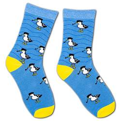 Moin Socks Socke mit Möwen-Motiv und Wellen, Unisex Größe 41-46 von Moin Socks