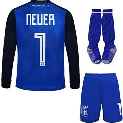 Mokiss Deutschland Neuer Kinder Torwart Trikot Fußball #1, Neu Saison, Shorts Socken Torwarttrikot (Blau (Langarm),28) von Mokiss