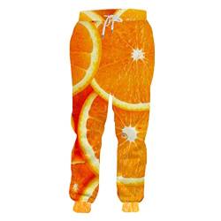 Mokkpeq Herrenhose In Übergröße Mit Kordelzug 3D-Bedruckte Übergroße Jogger-Jogginghose Mit Orangefarbenen Früchten Orange XL von Mokkpeq