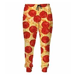 Pizza 3D-Gedruckte Jogger Für Männer Und Frauen, Übergröße, Lässige, Lockere Hose, Unisex, Lustige Jogginghose Pizza 4XL von Mokkpeq