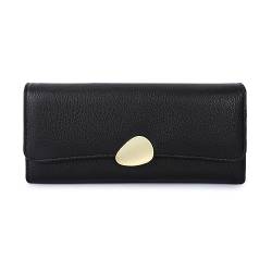 Mokoze Geldbörse Damen, Clutch Geldbörse mit Reißverschlusstasche Große Kapazität PU Leder Trifold Wallet Ideales Accessoire für Geschenke, Alltag und geschäftliche Anlässe, Schwarz von Mokoze