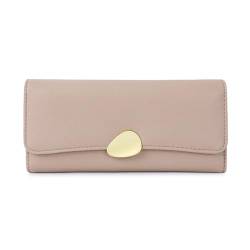 Mokoze Geldbörse Damen Clutch Geldbörse mit Reißverschlusstasche Große Kapazität PU Leder Trifold Wallet Ideales Zubehör für Geschenke, Alltag und geschäftliche Anlässe, Khaki, Minimalismus von Mokoze