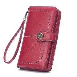 Mokoze Geldbörse für Frauen, PU-Leder, Bifold Wallets mit Handschlaufe und Reißverschluss, große Kapazität Geldbörse für Bankkreditkarten/Geld/Handys/Schlüssel, Freundinnen, Muttertagsgeschenke, von Mokoze