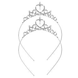 Molain 2 Stück Prinzessin Krone Tiara, Mädchen Stirnband Haarreifen Tiara Strass Kristall Perle Diadem, Tiara Kopf Krone für Frauen Mädchen Hochzeit Abschlussball Party (Stil A) von Molain
