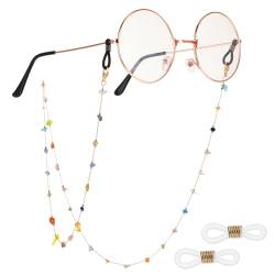 Molain Brillenkette Perle Damen, Brillenband Sonnenbrille Kette Brillen Kette Maskenkette Anti-Rutsch für Brillenzubehör Brillenhalskabel für Sonnenbrillen &Lesebrillen Sportbrillen(Farbe) von Molain