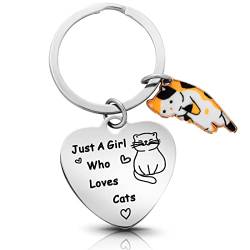 Molain Cat Lover Schlüsselanhänger Lustige Schlüsselanhänger Geschenke Just A Girl Who Loves Cats Katzenliebhaber Geschenk für Frauen Mädchen mit Cartoon Katze Anhänger für Katzenliebhaber von Molain