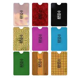 Molain Farbenfroher RFID-Kartenhalter, 9 Stück, RFID-blockierende Hüllen, Kreditkartenhüllen, Set, RFID-Ausweisschutz für Damen und Herren, Mehrfarbig, 3.6 x 2.5 inch/9.1 x 6.3 cm von Molain