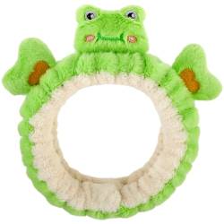 Molain Frosch Stirnband Gesichtswasch Spa Haarbänder Make-Up Stirnbänder Damen Cartoon Niedliches Korallen Fleece Elastisches Kreatives Haar Accessoire Zum Waschen Des Gesichts Dusche Sport Schönheit von Molain