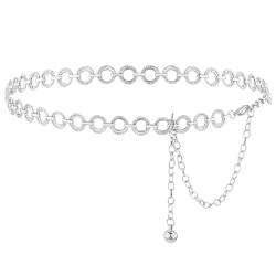 Molain Taillenkette aus Metall für Damen, Einstellbar Body Link Gürtel, Metall Kettengürtel Damen Legierung Taille Kette Taillengürtel für Jeanskleider (Silber) von Molain