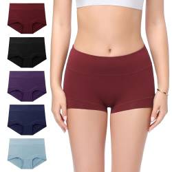 Molasus Baumwoll-Shorts, Unterwäsche für Damen, Boyshorts, Multipack, Mehrfarbig, 01 - 5 Stück, 38 von Molasus