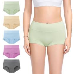 Molasus Baumwoll-Shorts, Unterwäsche für Damen, Boyshorts, Multipack, Mehrfarbig, 02 - 5 Stück, 36 von Molasus