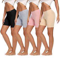 Molasus Damen Atmungsaktive Baumwolle Jungen Shorts Anti Scheuern Unterwäsche Boxershort für Unterkleid Bike Yoga Gym 4er Pack von Molasus