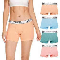 Molasus Damen Boxershorts Slip Anti Scheuern Baumwolle Boyshorts, Mehrfarbig, 4 Stück, 32 von Molasus