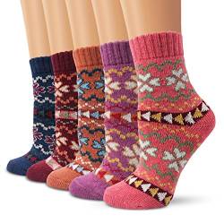 5 Paar - Moliker Wollsocken,Frauen Socken Wintersocken Jahrgang Sanft Warme Socken Zum Winter-5002-Einheitsgröße von Moliker