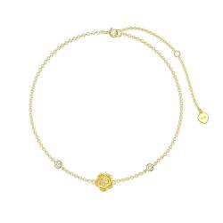 Molioaki Armband Damen Gold 9Karat(375) Rose Armbänder mit Zirkonia Bracelet Damen Gold Armreif Gold Verstellbar 16.5+5cm Geschenke für Frauen Geburtstagsgeschenk für Frauen von Molioaki