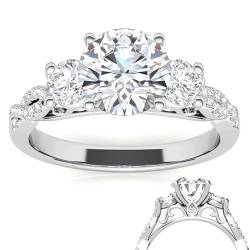 Molioaki Verlobungsring Damen Sterling Silber 925 Eheringe Damen Unendlichkeits Drei Stein Verlobungsring Diamantring 1 Karat Brillantschliff 5A Zirkonia Ring Verlobung Hochzeit Geschenk-56 von Molioaki