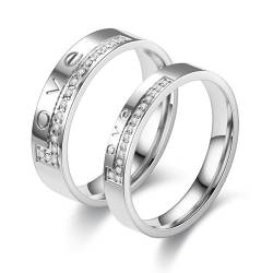 Molioaki Verlobungsring Paar Silber 925 Paar Ringe mit Gravur Personalisierte Ringe mit Zirkon Partnerringe für Sie und Ihn Paar Geschenke für Ehefrau Mann Freundin Freund (Form 6) von Molioaki