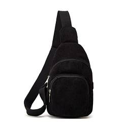 Sling Bag für Frauen Kleine Crossbody Sling Bag Cord Sling Rucksack Bauchtasche für Reisen Sport Laufen Wandern, Schwarz, Onesize von Molodo