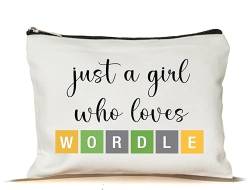 MoltDesigns Just A Girl Wordle Make-up-Tasche, lustiges Geschenk für Wordle-Liebhaber, Make-up-Tasche, inspiriert von Wordle, Wordle Make-up, Reisetasche, Geschenke für Frauen, Freunde, Kollegen, von MoltDesigns