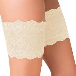 Moltico Elastische Oberschenkelbänder Gegen Reibung Spitze Anti Chafing Schenkel Band Damen Sexy Bänder - Beige Schwarz von Gabriella (5/6, Ecru) von Moltico