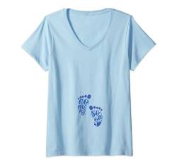Damen Mom To Be Shirt Babyfüße für Jungen Demnächst Schwangerschaft Neue Mama T-Shirt mit V-Ausschnitt von Mom To Be T Shirt