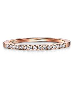 MomentWish Eternity Ring, Moissanit Diamant Ring Silber Damen Rosegold, Ring Damen Herren Verlobung Hochzeit Ehering Verlobungsring Ewigkeitsringe Größe56 von MomentWish