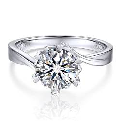 MomentWish Moissainte Ring Damen, Frau Geschenk zum Valentinstag, 2 Karat Promise ring Wedding ring mit GRA Zertifikat Geschenk für Frauen -Größe52 von MomentWish