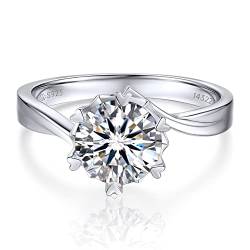 MomentWish Moissainte Ring Frauen, 2 Karat Verlobungsring Damen Promise Ring Wedding Ring mit GRA Zertifikat Geschenk für Frauen -Größe60 von MomentWish