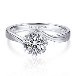 MomentWish Personalisierter Moissainte Ring Damen, 2 Karat Promise ring Wedding ring mit GRA Zertifikat Geschenk für Frauen -Größe53 von MomentWish