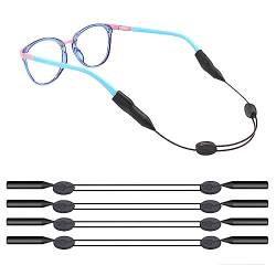 Momeski 4 Stück Einstellbare Brillenhalterung, Universal Brillenbänder Brillenkette Unisex Leserbrillen Halter Sportbrillenhalterung für Breite Schmale Bügel (Schwarz) von Momeski