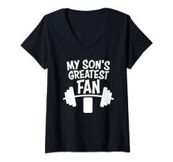 Damen Die größte Fan-Mama meines Sohnes Lustige Muttertags-Mami T-Shirt mit V-Ausschnitt von Mommy Funny Mothers Day For Mom