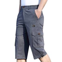 3/4 Hose Herren Cargo Shorts, Herren Kurze Cargohose, Kurz Wanderhose Trekkinghose Sommerhose, Atmungsaktiv Freizeitshorts Arbeitshose, Outdoor Lässige Shorts Radhose Multi Taschen Sommer Kurze Hose von Momolaa