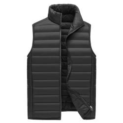 Momooda Herren Outdoor Weste Steppweste mit Stehkragen, Körperwärmer Gepolstert, Ärmellose, Wasserabweisende Gepolsterte Steppjacke, Schwarz, L von Momooda