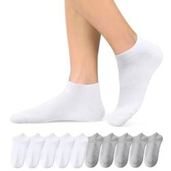 Momoshe 10 Paar Sneaker Socken Herren Damen 43-46 Baumwolle Kurzesocken Grau Weiß Unisex von Momoshe