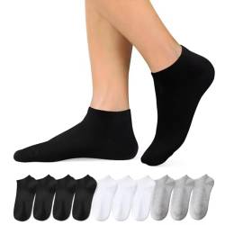Momoshe Socken Herren Damen Schwarz Weiß Grau Sportsocken 10 Paar Atmungsaktive Laufsocken Sneaker Socken Kurze von Momoshe