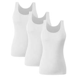 Momoshe Unterhemden Damen 3er Pack Tank Top Damen Weiß Tanktops Frauen Unterhemden Mädchen Baumwolle,XL von Momoshe