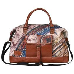 Mona B Western-Stil inspirierte Segeltuch-Seesack für Frauen | Reißverschluss-Einkaufstasche | Stilvolle Vintage-Umhängetaschen Frauen, silber, Duffle von Mona B